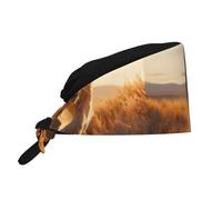 WHJSHOP Chapeau de travail respirant Puma Runs on The Prairie Print pour chef, infirmière, spa, soins du visage, fitness noir