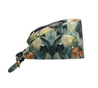 WHJSHOP Chapeau de travail respirant style encre éléphant impression pour chef, infirmière, spa, soins du visage, fitness noir