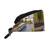 WHJSHOP Chapeau de Travail Respirant Vue De Seine Impression Pour Chef Soins Soins Du Visage Fitness Noir