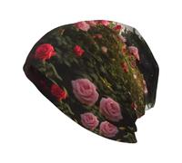 WHJSHOP Chapeau Kni tricoté tendance pour adulte - Belle rose - Imprimé ferme - Léger, extensible et chaud