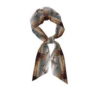 WHJSHOP Chasse Flying Wild Ducks Écharpe en soie imprimée longue bande pour femme, bande douce et lisse, accessoires de sac à main