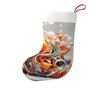 Whjshop Chaussettes de Noël 3D colorées avec motif tourbillons et boules imprimées des deux côtés pour une grande capacité pour les fêtes de fin d'année, décorations d'intérieur