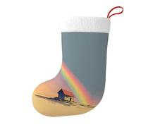 WHJSHOP Chaussettes de Noël avec impression « The House Under the Rainbow » - Grande capacité - Décoration
