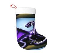 WHJSHOP Chaussettes de Noël décoratives pour Halloween, Noël et Nouvel An Violet et Wirte Motif dragons