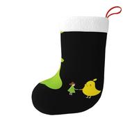 Whjshop Chaussettes de Noël imprimées des deux côtés avec motif « Big Pear and Little Girl » pour décoration d'intérieur de fête de vacances de grande capacité