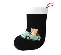 Whjshop Chaussettes de Noël imprimées des deux côtés avec motif de conduite Little Bear pour décoration d'intérieur de grande capacité