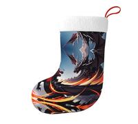 Whjshop Chaussettes de Noël imprimées double face avec motif de bataille de dragon pour décoration d'intérieur de grande capacité