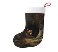Whjshop Chaussettes de Noël imprimées double face Little Bear Living in A Tree Hole pour décoration d'intérieur de grande capacité