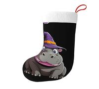 Whjshop Chaussettes décoratives de Noël avec chapeau de sorcière hippopotame pour remplir de petits cadeaux tels que des bonbons et des petits jouets
