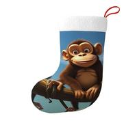 Whjshop Chaussettes décoratives de Noël avec deux singes imprimés pour arbres de Noël, tables de salle à manger