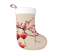 WHJSHOP Chaussettes décoratives de Noël avec motif lanternes sur fleurs de prunier pour la décoration d'Halloween, de Noël et du Nouvel An