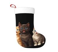 WHJSHOP Chaussettes décoratives de Noël avec trois chatons heureux imprimés, doux, moelleux et durables pour Halloween, les réunions de vacances, etc