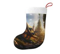 Whjshop Chaussettes décoratives de Noël Cabin in The Forest pour arbres de Noël, tables de salle à manger