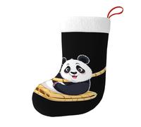 Whjshop Chaussettes décoratives de Noël motif panda sur un radeau en bambou pour remplir de petits cadeaux tels que des bonbons et des petits jouets