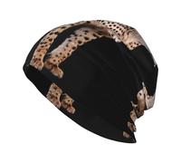 WHJSHOP Cheetah Printing Bonnet en tricot pour adulte - Bonnet extensible doux et confortable pour homme et femme Noir