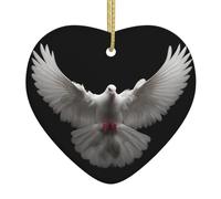 WHJSHOP Colombes avec ailes déployées Imprimé Noël Céramique Amour Pendentif Décoration Intérieur Festival Cadeau
