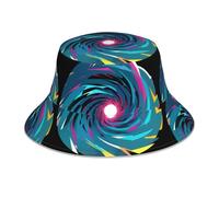 WHJSHOP Coloré Space-Time Tunnel Imprimé Réfléchissant Bob Chapeau Homme et Femme Casual Extérieur Noir