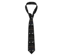 WHJSHOP Cravate noire pour homme avec impression de cheval pour le travail, le travail, les anniversaires, les mariages, les fêtes, les banquets - Entretien facile - 145 x 7,9 cm