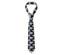 WHJSHOP Cravate pour homme avec impression noire bleu éléphant, douce et confortable, ne se déforme pas, résistante à la décoloration, durable (145 x 8,1 cm)