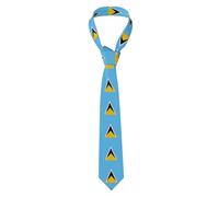 WHJSHOP Cravate pour homme avec motif drapeau de Sainte-Lucie pour le travail, le travail, les anniversaires, les mariages, les fêtes, les banquets Entretien facile 145 x 7,9 cm