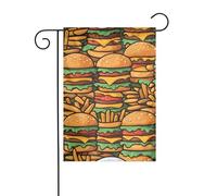 WHJSHOP De nombreux jolis drapeaux de jardin imprimés hamburgers 30,5 x 45,7 cm pour décoration de cour avec une largeur de poteau de 3 cm (drapeau uniquement, mât non inclus)