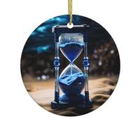 WHJSHOP Décoration de Noël circulaire en céramique Motif Le passage du temps 7,4 cm