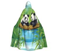 WHJSHOP Deux adorables pandas imprimés Halloween Cape à capuche pour adulte sans fermeture éclair, confortable et durable pour les jeux de rôle