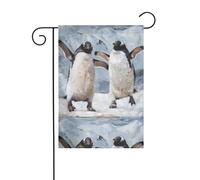 WHJSHOP Deux drapeaux de jardin à motif pingouins dansants de 30,5 x 45,7 cm pour décoration de cour avec une largeur de poteau de 3 cm (drapeau uniquement, mât non inclus)