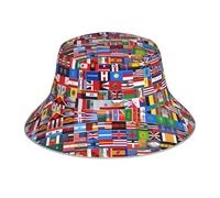 WHJSHOP Divers drapeaux image chapeau bob réfléchissant respirant pour homme et femme pour voyage camping noir