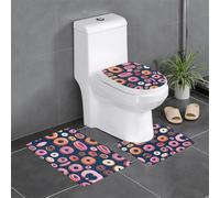 WHJSHOP Donuts Collection Flat Lay Prints Lot de 3 tapis de sol pour salle de bain, tapis de douche, antidérapant, séchage rapide