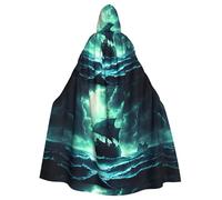 WHJSHOP Doomsday Cape à capuche pour adulte Motif monstre marin Halloween sans fermeture éclair, confortable et durable pour les jeux de rôle