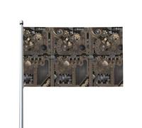 WHJSHOP Drapeau de décoration extérieure avec engrenages mécaniques steampunk - 0,9 x 1,5 m - Couvre-lit en polyester vif pour cour, terrasse et célébrations festives