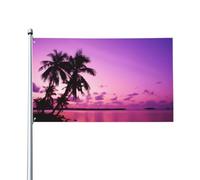 WHJSHOP Drapeau de décoration extérieure en polyester vif pour cour, terrasse et célébrations festives Motif arbre tropical Rose 0,9 x 1,5 m