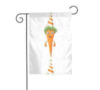 WHJSHOP Drapeau de jardin à motif carotte avec chapeau d'anniversaire 30,5 x 45,7 cm pour décoration de cour avec une largeur de poteau de 3 cm (drapeau uniquement, mât non inclus)