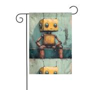 WHJSHOP Drapeau de jardin à motif robot solitaire 30,5 x 45,7 cm pour décoration de cour avec une largeur de poteau de 3 cm (drapeau uniquement, mât non inclus)
