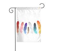 WHJSHOP Drapeau de jardin à sept racines colorées avec plumes colorées Décoration de cour 30,5 x 45,7 cm d'épaisseur et durable