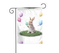 WHJSHOP Drapeau de jardin avec inscription « Little Rabbit playing happily » - 30,5 x 45,7 cm - Épais et durable