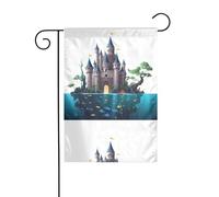 WHJSHOP Drapeau de jardin avec motif château sous la mer 30,5 x 45,7 cm pour décoration de cour avec une largeur de poteau de 3 cm (drapeau uniquement, mât non inclus)