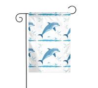 WHJSHOP Drapeau de jardin avec motif de dauphins sautant parmi les mouettes - Décoration de cour - 30,5 x 45,7 cm - Épais et durable