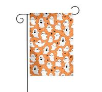 WHJSHOP Drapeau de jardin avec motif fantôme d'Halloween 30,5 x 45,7 cm pour décoration de cour avec une largeur de poteau de 3 cm (drapeau uniquement, mât non inclus)