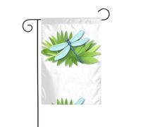 WHJSHOP Drapeau de jardin avec motif libellule sur l'herbe 30,5 x 45,7 cm pour décoration de cour avec une largeur de poteau de 3 cm (drapeau uniquement, mât non inclus)