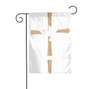 WHJSHOP Drapeau de jardin blanc colombe sous la croix 30,5 x 45,7 cm pour décoration de cour avec une largeur de poteau de 3 cm (drapeau uniquement, mât non inclus)