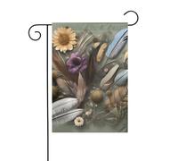 WHJSHOP Drapeau de jardin en forme de fleur de plumes 30,5 x 45,7 cm pour décoration de cour avec une largeur de poteau de 3 cm (drapeau uniquement, mât non inclus)