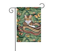 WHJSHOP Drapeau de jardin imprimé L'histoire du serpent et du chat 30,5 x 45,7 cm pour décoration de cour avec une largeur de poteau de 3 cm (drapeau uniquement, mât non inclus)