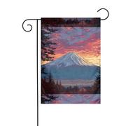 WHJSHOP Drapeau de jardin imprimé Mont Fuji au coucher du soleil 30,5 x 45,7 cm pour décoration de cour avec une largeur de poteau de 3 cm (drapeau uniquement, mât non inclus)