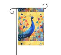 WHJSHOP Drapeau de jardin imprimé paon et drapeau coloré 30,5 x 45,7 cm pour décoration de cour avec une largeur de poteau de 3 cm (drapeau uniquement, mât non inclus)