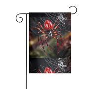 WHJSHOP Drapeau de jardin motif araignée rouge sur toile d'araignée 30,5 x 45,7 cm pour décoration de cour avec une largeur de poteau de 3 cm (drapeau uniquement, mât non inclus)