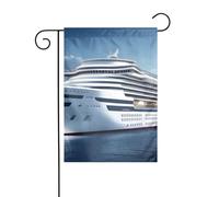 WHJSHOP Drapeau de jardin motif bateau de croisière cool 30,5 x 45,7 cm pour décoration de cour avec une largeur de poteau de 3 cm (drapeau uniquement, mât non inclus)