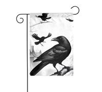 WHJSHOP Drapeau de jardin motif corbeau noir 30,5 x 45,7 cm pour décoration de cour avec une largeur de poteau de 3 cm (drapeau uniquement, mât non inclus)