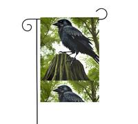 WHJSHOP Drapeau de jardin motif corbeaux sur l'arbre 30,5 x 45,7 cm pour décoration de cour avec 3 cm de largeur (drapeau uniquement, mât non inclus)